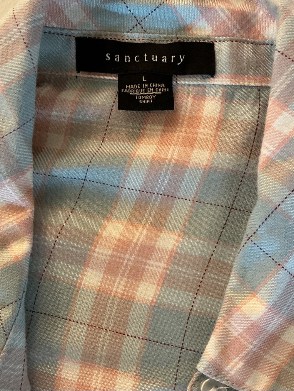 Sanctuary Plaid Blazer in Light Blue & Peach